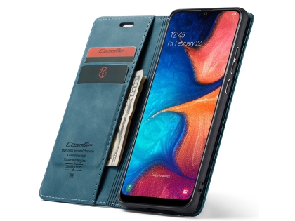CaseMe Slim Synthetic Leather Wallet Case with Stand for Samsung Galaxy A30 - Teal