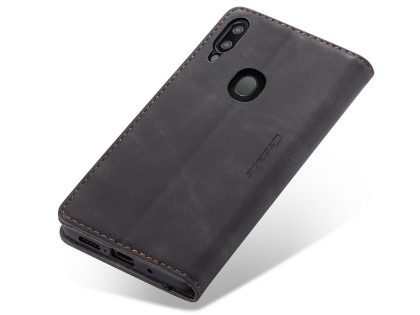 CaseMe Slim Synthetic Leather Wallet Case with Stand for Samsung Galaxy A30 - Charcoal