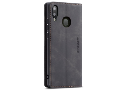 CaseMe Slim Synthetic Leather Wallet Case with Stand for Samsung Galaxy A30 - Charcoal