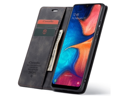 CaseMe Slim Synthetic Leather Wallet Case with Stand for Samsung Galaxy A30 - Charcoal