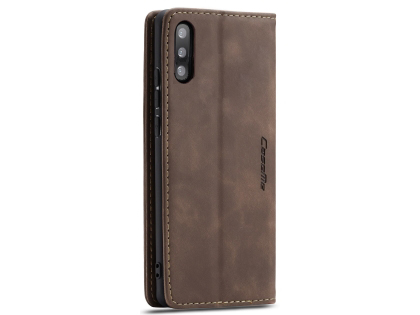 CaseMe Slim Synthetic Leather Wallet Case with Stand for Samsung Galaxy A50 - Chocolate