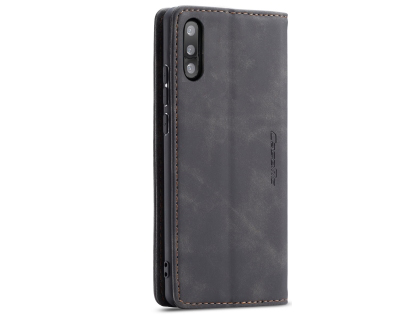 CaseMe Slim Synthetic Leather Wallet Case with Stand for Samsung Galaxy A50 - Charcoal