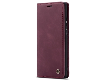 CaseMe Slim Synthetic Leather Wallet Case with Stand for Samsung Galaxy A50 - Burgundy