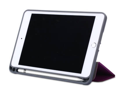 Slim Synthetic Leather Case with Stand and Pen Holder for the iPad mini - Purple Leather Flip Case