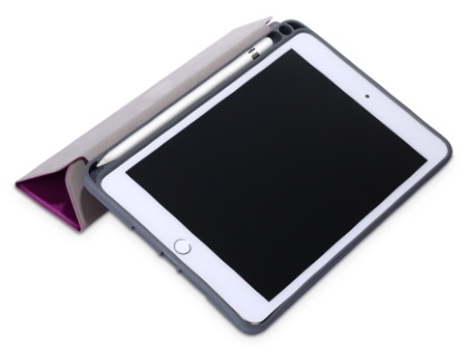 Slim Synthetic Leather Case with Stand and Pen Holder for the iPad mini - Purple