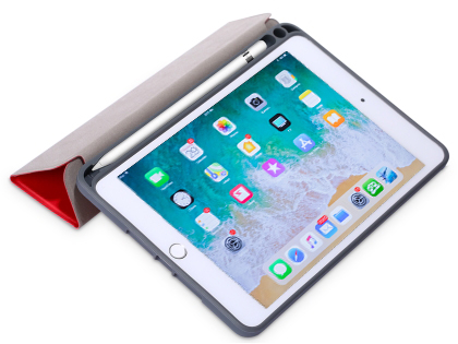 Slim Synthetic Leather Case with Stand and Pen Holder for the iPad mini - Red