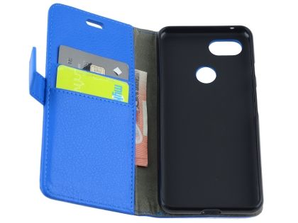 Synthetic Leather Wallet Case with Stand for Google Pixel 3a XL - Blue