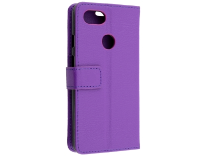 Synthetic Leather Wallet Case with Stand for Google Pixel 3a XL - Purple Leather Wallet Case