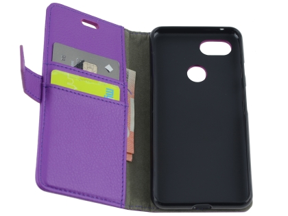 Synthetic Leather Wallet Case with Stand for Google Pixel 3a XL - Purple