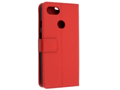 Synthetic Leather Wallet Case with Stand for Google Pixel 3a XL - Red Leather Wallet Case