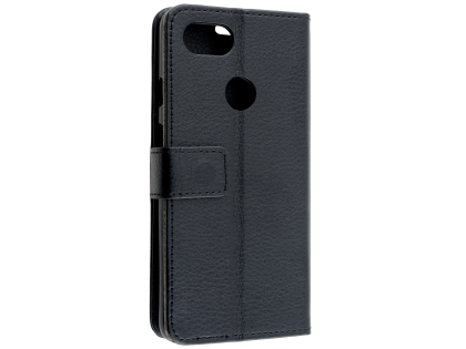 Synthetic Leather Wallet Case with Stand for Google Pixel 3a XL - Black Leather Wallet Case
