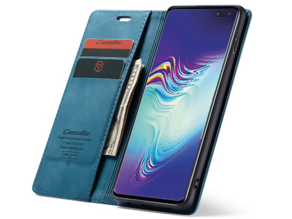 CaseMe Slim Synthetic Leather Wallet Case with Stand for Samsung Galaxy S10 5G - Teal