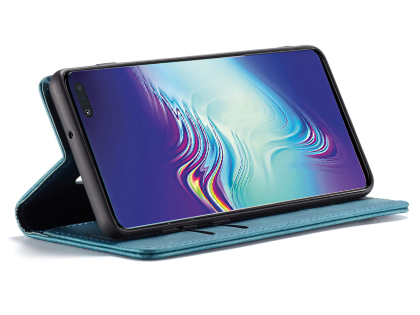 CaseMe Slim Synthetic Leather Wallet Case with Stand for Samsung Galaxy S10 5G - Teal