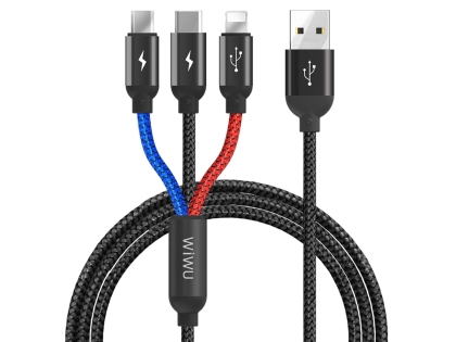 WiWU Atom 3-in-1 Charging & Sync Cable - Black WiWU Atom 3-in-1 Charging & Sync Cable - Black