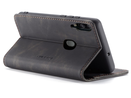 CaseMe Slim Synthetic Leather Wallet Case with Stand for Samsung Galaxy A30 - Charcoal