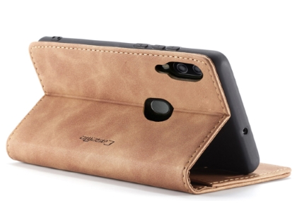 CaseMe Slim Synthetic Leather Wallet Case with Stand for Samsung Galaxy A20 - Tan
