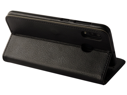 Synthetic Leather Wallet Case with Stand for Samsung Galaxy A20 - Black