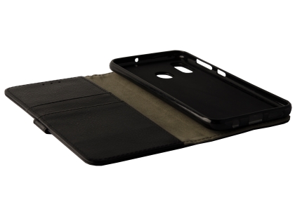 Synthetic Leather Wallet Case with Stand for Samsung Galaxy A20 - Black