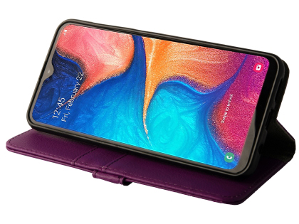 Synthetic Leather Wallet Case with Stand for Samsung Galaxy A30 - Purple
