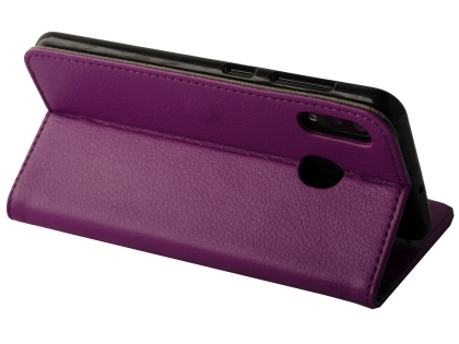 Synthetic Leather Wallet Case with Stand for Samsung Galaxy A30 - Purple
