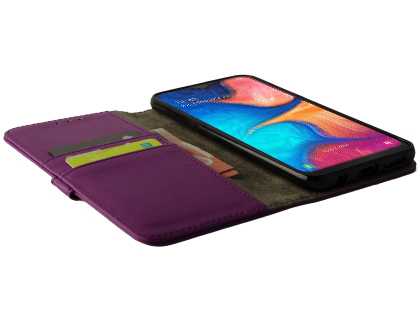 Synthetic Leather Wallet Case with Stand for Samsung Galaxy A30 - Purple