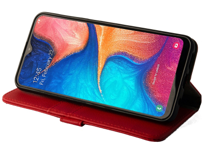 Synthetic Leather Wallet Case with Stand for Samsung Galaxy A30 - Red