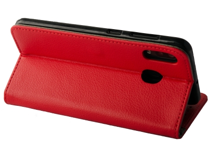 Synthetic Leather Wallet Case with Stand for Samsung Galaxy A30 - Red