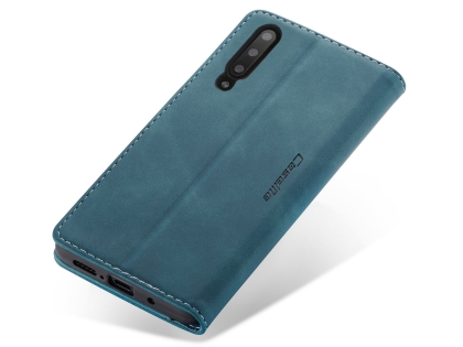 CaseMe Slim Synthetic Leather Wallet Case with Stand for Samsung Galaxy A70 - Teal