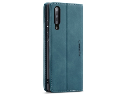 CaseMe Slim Synthetic Leather Wallet Case with Stand for Samsung Galaxy A70 - Teal