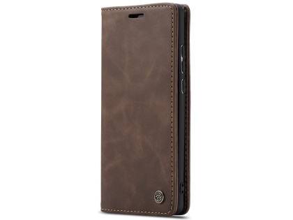 CaseMe Slim Synthetic Leather Wallet Case with Stand for Samsung Galaxy A70 - Chocolate