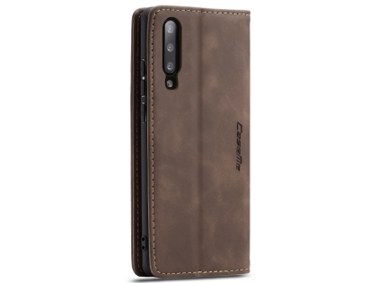 CaseMe Slim Synthetic Leather Wallet Case with Stand for Samsung Galaxy A70 - Chocolate