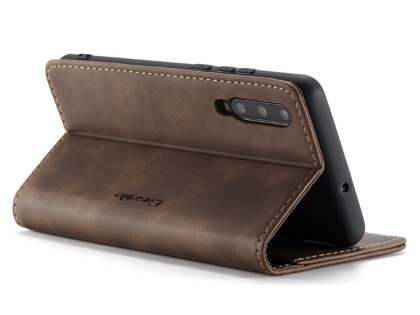 CaseMe Slim Synthetic Leather Wallet Case with Stand for Samsung Galaxy A70 - Chocolate