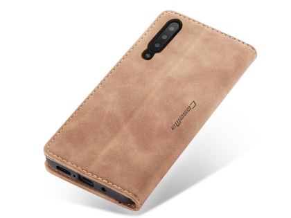 CaseMe Slim Synthetic Leather Wallet Case with Stand for Samsung Galaxy A70 - Tan