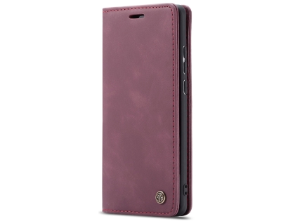 CaseMe Slim Synthetic Leather Wallet Case with Stand for Samsung Galaxy A70 - Burgundy