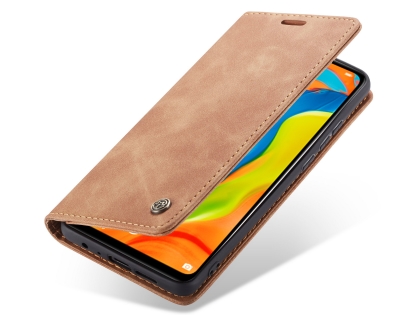 CaseMe Slim Synthetic Leather Wallet Case with Stand for Huawei P30 Lite - Tan Leather Wallet Case