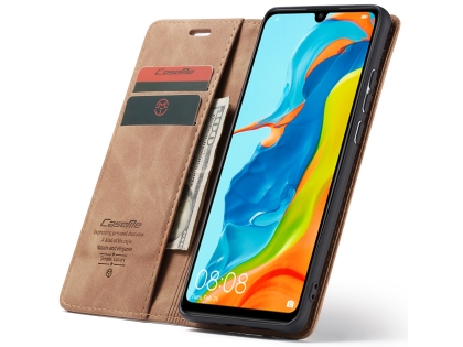 CaseMe Slim Synthetic Leather Wallet Case with Stand for Huawei P30 Lite - Tan