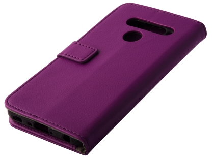 Synthetic Leather Wallet Case with Stand for LG V50 ThinQ - Purple Leather Wallet Case