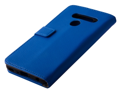 Synthetic Leather Wallet Case with Stand for LG V50 ThinQ - Blue Leather Wallet Case