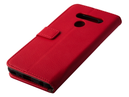 Synthetic Leather Wallet Case with Stand for LG V50 ThinQ - Red Leather Wallet Case