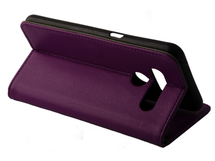 Synthetic Leather Wallet Case with Stand for LG V50 ThinQ - Purple