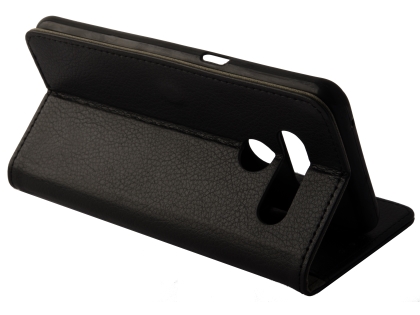 Synthetic Leather Wallet Case with Stand for LG V50 ThinQ - Black