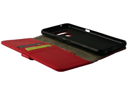 Synthetic Leather Wallet Case with Stand for LG V50 ThinQ - Red