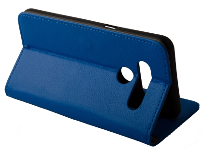 Synthetic Leather Wallet Case with Stand for LG V50 ThinQ - Blue