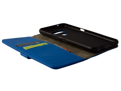 Synthetic Leather Wallet Case with Stand for LG V50 ThinQ - Blue