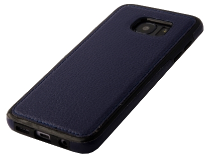Synthetic Leather Back Cover for Samsung Galaxy S7 Edge - Blue Hard Case