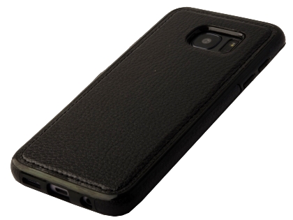 Synthetic Leather Back Cover for Samsung Galaxy S7 Edge - Black Hard Case