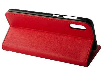 Synthetic Leather Wallet Case with Stand for Samsung Galaxy A50 - Red