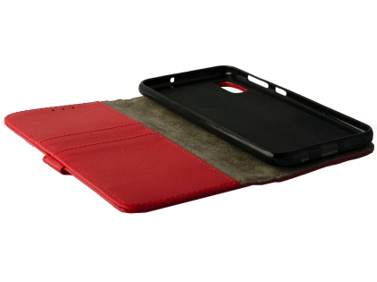 Synthetic Leather Wallet Case with Stand for Samsung Galaxy A50 - Red