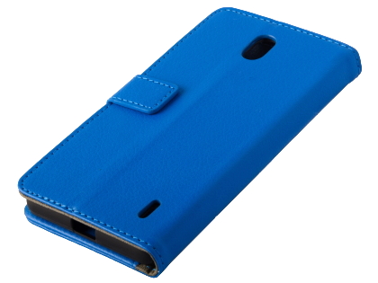 Synthetic Leather Wallet Case with Stand for Nokia 1 Plus - Blue