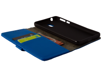 Synthetic Leather Wallet Case with Stand for Nokia 1 Plus - Blue